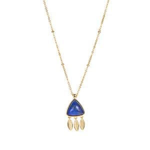 2.50ct Sar-i-Sang Lapis Lazuli Gold Tone Sterling  Silver Necklace