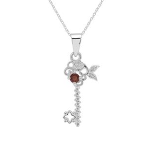 The Enchanted Key Garnet Pendant Necklace in Sterling Silver 0.10ct