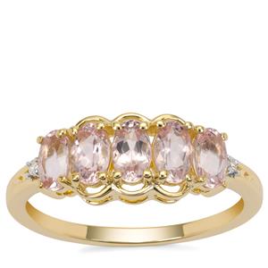 Cherry Blossom Morganite Ring with Pink Diamond in 9K Gold 1.10cts