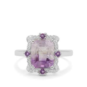 Moroccan, Rose De France Amethyst & White Zircon Sterling Silver Ring ATGW 3.50cts