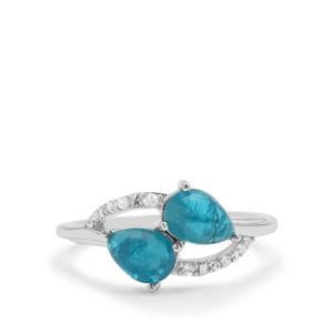 Neon Apatite & White Zircon Sterling Silver Ring ATGW 2cts