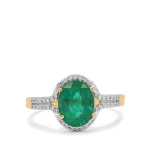 Zambian Emerald Ring with Diamond in 18K Gold 2.25cts 