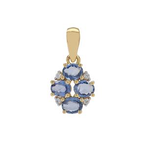 Ceylon Blue Sapphire & White Zircon 9K Gold Pendant ATGW 1.60cts