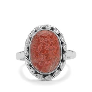 5.50ct Red Horn Coral Sterling Silver Aryonna Ring