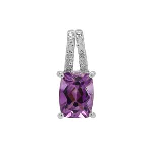 Moroccan Amethyst Pendant with White Zircon in Sterling Silver 1.45cts