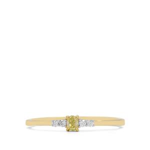 1/8ct Yellow Diamond & White Diamonds 9K Gold Ring