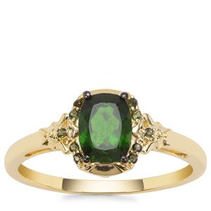 Chrome Diopside Ring with Green Tourmaline in 9K Gold 1.03cts