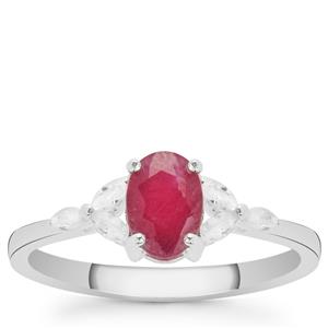 Luc Yen Ruby Ring with White Zircon in Sterling Silver 1.40cts