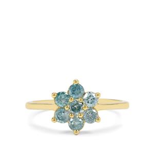 3/4ct Blue Lagoon Diamonds 9K Gold Ring
