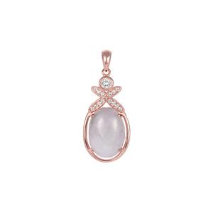 Type A Lavender Jadeite & White Topaz Rose Gold Tone Sterling Silver Pendant ATGW 6.68cts
