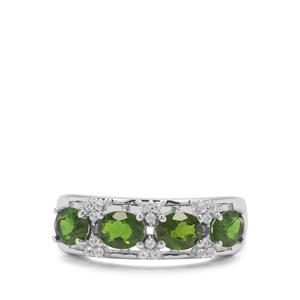 Chrome Diopside & White Zircon Sterling Silver Ring ATGW 1.76cts
