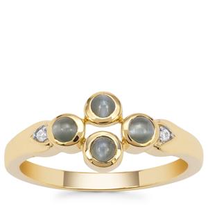 Cats Eye Alexandrite Ring with White Zircon in 9K Gold 0.54ct