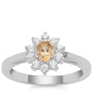 Imperial Topaz Ring with White Zircon in Sterling Silver 0.42ct