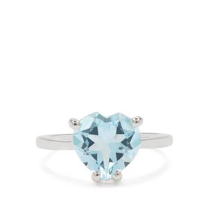 3.40cts Sky Blue Topaz Sterling Silver Heart Ring 