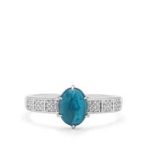 Neon Apatite & White Zircon Sterling Silver Ring ATGW 1.71cts