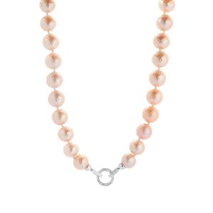 Komatsu Cultured Pearl & White Zircon Sterling Silver Necklace (10mm)