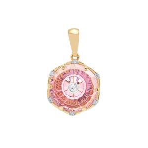 Lehrer Torus Ring Patroke Topaz & Diamonds 9K Gold Pendant ATGW 5.85cts