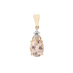 Champagne Danburite Pendant with Diamond in 9K Gold 2.36cts