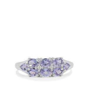 Tanzanite Ring with White Zircon in Sterling Silver 1.25cts