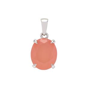 4.40cts Pink Chalcedony Sterling Silver Pendant 
