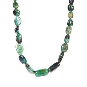 181.45ct Zambian Emerald Sterling Silver Graduated Necklace 
