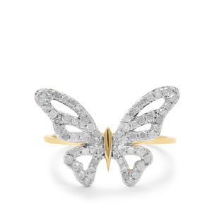 1/2ct Diamond 9K Gold Butterfly Ring 
