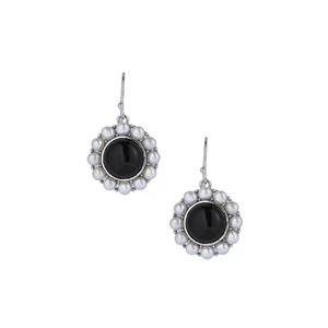 Black Obsidian & Kaori Freshwater Cultured Pearl Sterling Silver Earrings