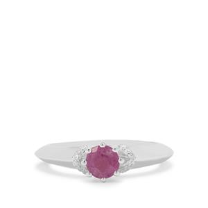 Ilakaka Hot Pink Sapphire & White Zircon Sterling Silver Ring ATGW 0.93ct (F)