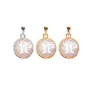 Mother of Pearl Sterling Silver Zodiac Pendant - Gemini (Choice of 3 Metal Colours)