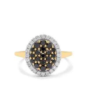 1ct Black & White Diamonds 9K Gold Ring 