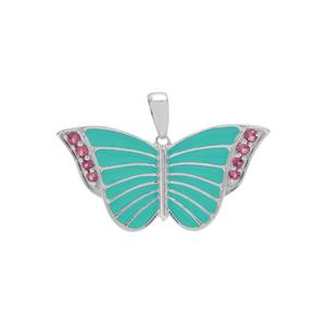 0.15ct Rajasthan Garnet Sterling Silver Butterfly Pendant 