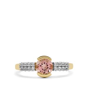 Lotus Tourmaline & White Zircon 9K Gold Ring ATGW 1.20cts