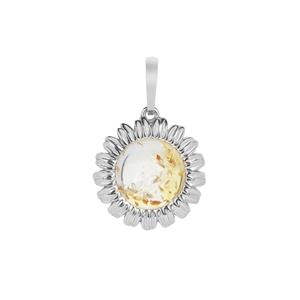 Baltic Champagne Amber (12mm) Sunflower Pendant in Sterling Silver