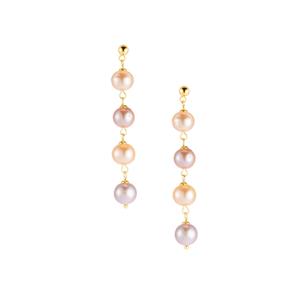 Naturally Papaya, Lavender Cultured Pearl Gold Tone Sterling Silver Earrings 
