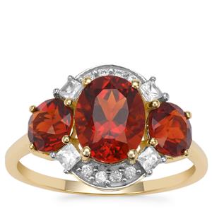 Madeira Citrine Ring with White Zircon in 9K Gold 3.05cts