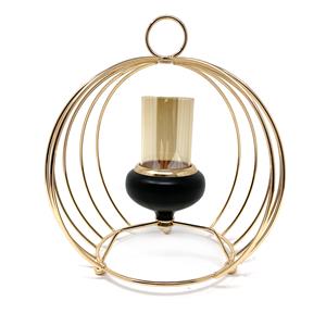 Hanging Pillar Candle Holder in Gold and Black