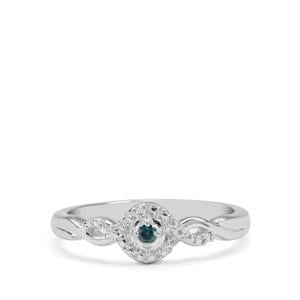 Blue Diamond Sterling Silver Ring 