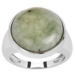 16.27ct Moss-in-Snow Jade Sterling Silver Ring 