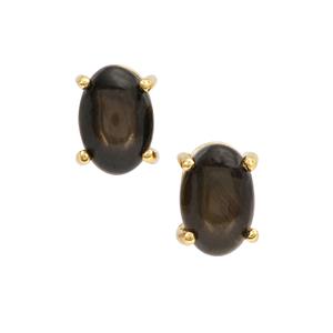 1.30ct Black Star Sapphire 9K Gold Earrings