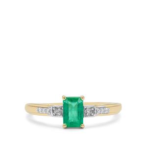 Panjshir Emerald & Diamond 9K Gold Tomas Rae Ring ATGW 0.55ct