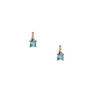 1.45ct Ratanakiri Blue & White Zircon 9K Gold Earrings