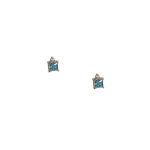 Ratanakiri Blue Zircon & White Zircon Earrings in 9K Gold 0.95ct