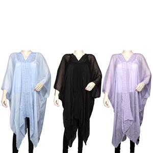 Destello Dyed Poncho with Lace (Choice of 3 Colors)