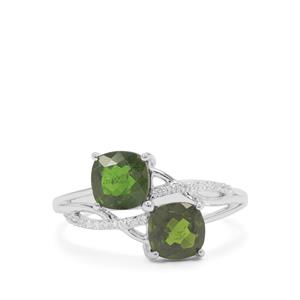 Chrome Diopside & White Zircon Sterling Silver Ring ATGW 2cts