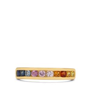 0.80ct Rainbow Ombre Sapphire 9K Gold Ring