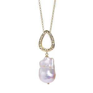 Baroque Cultured Pearl Gold Tone Sterling Silver Necklace (23 x 17mm)