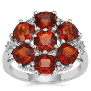 Madeira Citrine Ring with White Zircon in Sterling Silver 4.09cts