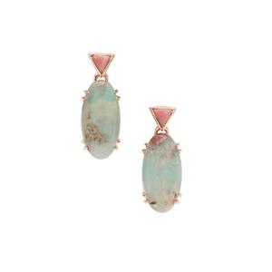 Aquaprase™ & Australian Pink Opal Rose Midas Earrings ATGW 17.65cts