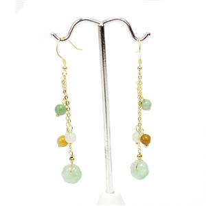 14ct Multi-Colour Type A Burmese Jadeite Gold Tone Sterling Silver Earrings