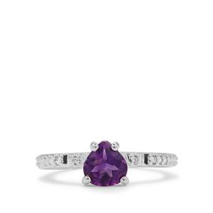 Moroccan Amethyst & White Zircon Sterling Silver Ring ATGW 1.05cts